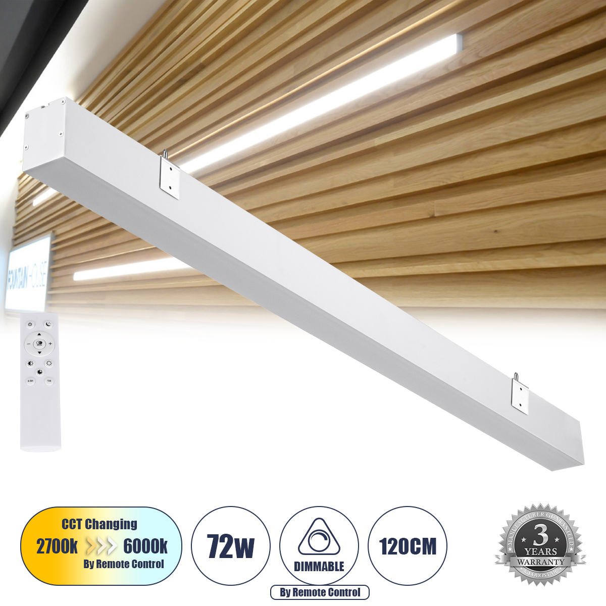 61031-2 GloboStar® ORION 61031-W Γραμμικό Φωτιστικό Τοίχου – Απλίκα Linear LED CCT 72W 8600lm 120° AC 220-240V Μ120 x Π5.5 x Υ7cm – Εναλλαγή Φωτισμού μέσω Τηλεχειριστηρίου All In One Ψυχρό 6000k+Φυσικό 4500k+Θερμό 2700k Dimmable – Λευκό – 3 Years Warrant 61031-2 GloboStar® ORION 61031-W Γραμμικό Φωτιστικό Τοίχου – Απλίκα Linear LED CCT 72W 8600lm 120° AC 220-240V Μ120 x Π5.5 x Υ7cm – Εναλλαγή Φωτισμού μέσω Τηλεχειριστηρίου All In One Ψυχρό 6000k+Φυσικό 4500k+Θερμό 2700k Dimmable – Λευκό – 3 Years Warrant
