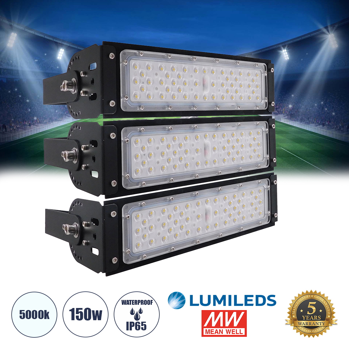 90100-3 GloboStar® GLOBOSTAR® GOLIATH 90100-3 Προβολέας Γηπέδου LED 150W 24000lm SDCM<5 75°*135° Fish Eye Lens AC 100-277V Αδιάβροχο IP65 IK08 Ψυχρό Λευκό 5000K – LUMILEDs SMD Chip & MEANWELL Driver – Μαύρο Χυτό Αλουμίνιο – Μ32 x Π12 x Υ27cm – 5 Χρόνια Εγ 90100-3 GloboStar® GLOBOSTAR® GOLIATH 90100-3 Προβολέας Γηπέδου LED 150W 24000lm SDCM<5 75°*135° Fish Eye Lens AC 100-277V Αδιάβροχο IP65 IK08 Ψυχρό Λευκό 5000K – LUMILEDs SMD Chip & MEANWELL Driver – Μαύρο Χυτό Αλουμίνιο – Μ32 x Π12 x Υ27cm – 5 Χρόνια Εγ