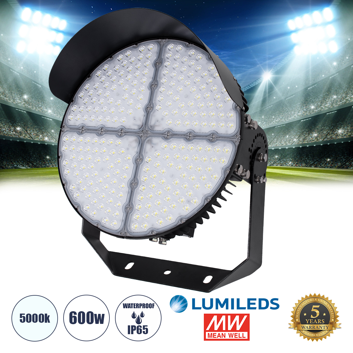 90107 GloboStar® CYCLOP 90107 LED Προβολέας Γηπέδου 600W 96000LM 60° AC 100-277V IP65 – Ψυχρό Λευκό 5000K – MeanWell Driver & LumiLEDs Chip – 5 Years Warranty 90107 GloboStar® CYCLOP 90107 LED Προβολέας Γηπέδου 600W 96000LM 60° AC 100-277V IP65 – Ψυχρό Λευκό 5000K – MeanWell Driver & LumiLEDs Chip – 5 Years Warranty