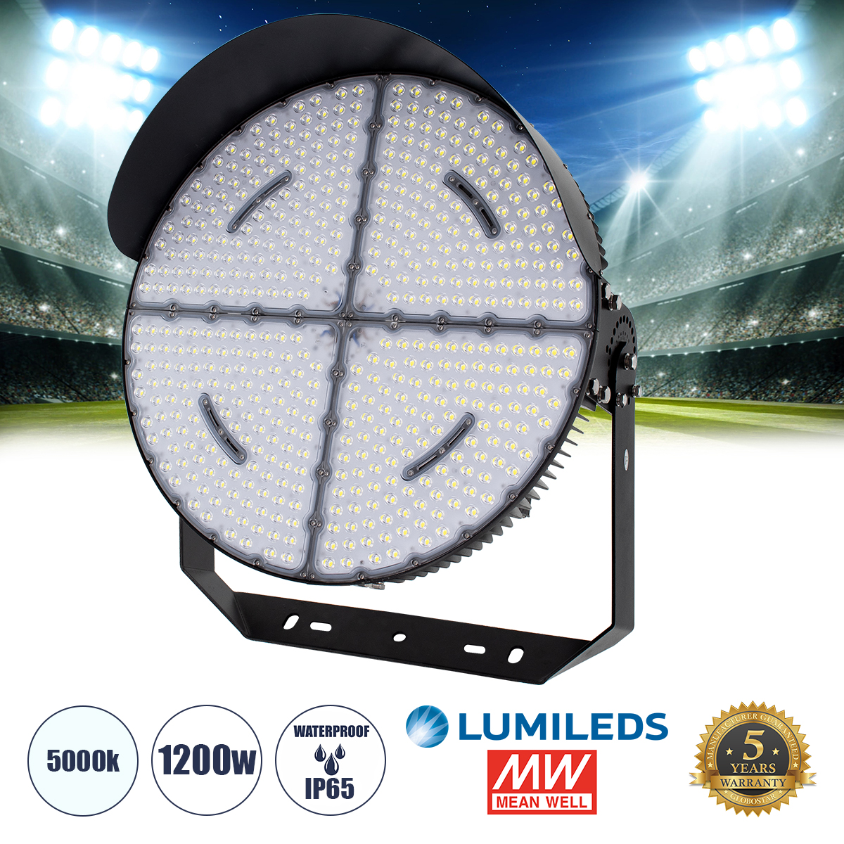 90108 GloboStar® CYCLOP 90108 LED Προβολέας Γηπέδου 1200W 192000LM 60° AC 100-277V IP65 – Ψυχρό Λευκό 5000K – MeanWell Driver & LumiLEDs Chip – 5 Years Warranty 90108 GloboStar® CYCLOP 90108 LED Προβολέας Γηπέδου 1200W 192000LM 60° AC 100-277V IP65 – Ψυχρό Λευκό 5000K – MeanWell Driver & LumiLEDs Chip – 5 Years Warranty