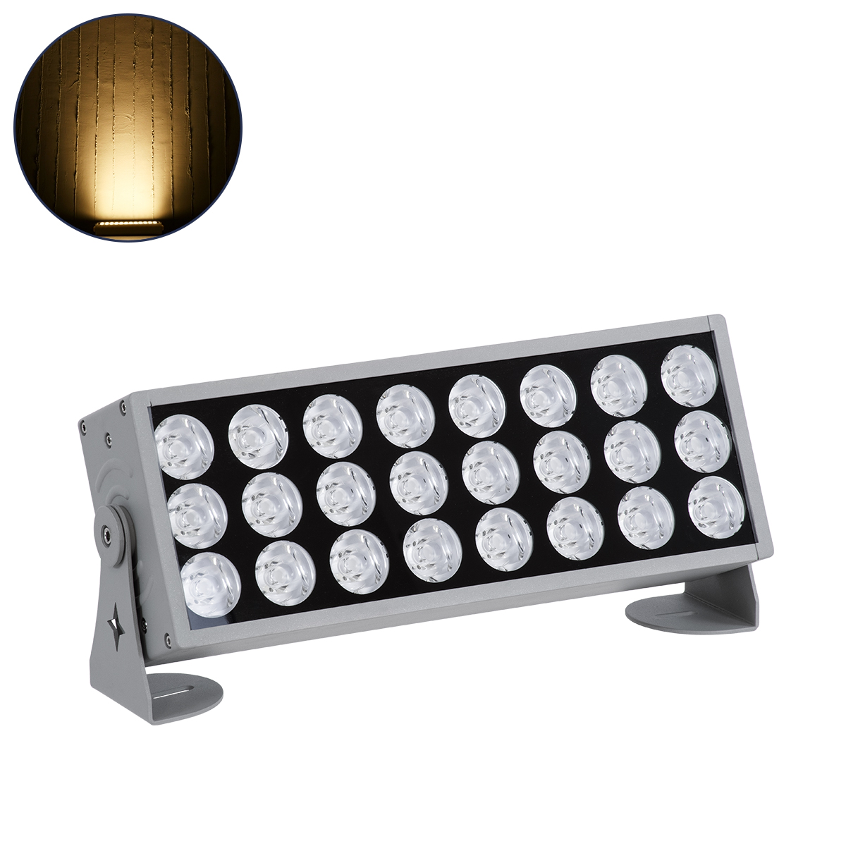 90219 GloboStar® GLOBOSTAR® FLOOD-ZENA 90219 Προβολέας Σποτ Wall Washer LED 60W 5400lm 3° DC 24V Αδιάβροχο IP65 Θερμό Λευκό 2700K Dimmable – Ασημί – Μ37 x Π9 x Υ26.5cm – 3 Χρόνια Εγγύηση