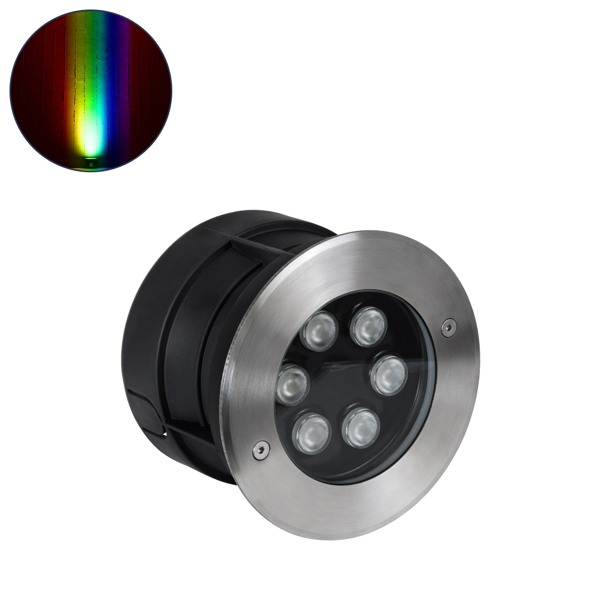 90419 GloboStar® GLOBOSTAR® UNDERWATERYUNI 90419 Υποβρύχιο Χωνευτό Σποτ για Σιντριβάνια/Πισίνες LED 6W 600lm 30° DC 24V Αδιάβροχο IP68 Πολύχρωμο RGBW Dimmable DMX512 - Bridgelux SMD Chip - Ανοξείδωτο Ατσάλι 304 - Μ15 x Π15 x Υ10cm - Q14cm - 3 Χρόνια Εγγύη