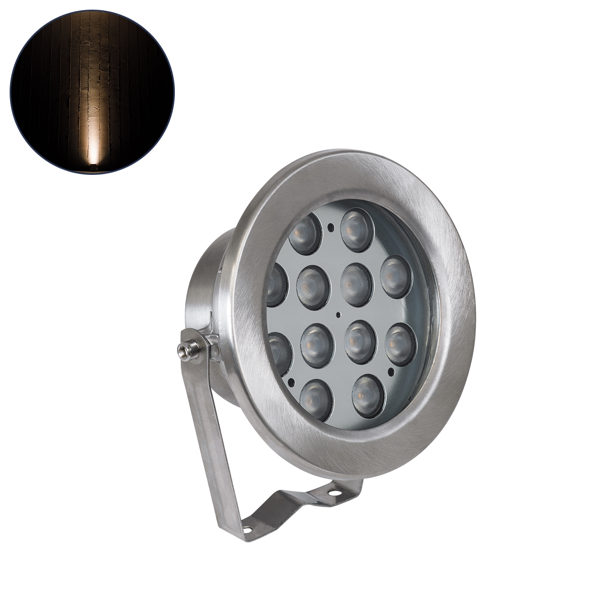 90423 GloboStar® GLOBOSTAR® UNDERWATERJERRY 90423 Υποβρύχιο Επιφανειακό Σποτ για Σιντριβάνια/Πισίνες LED 12W 1080lm 30° DC 24V Αδιάβροχο IP68 Θερμό Λευκό 2700K Dimmable - Bridgelux SMD Chip - Ανοξείδωτο Ατσάλι 304 - Μ14.5 x Π7 x Υ19cm - 3 Χρόνια Εγγύηση