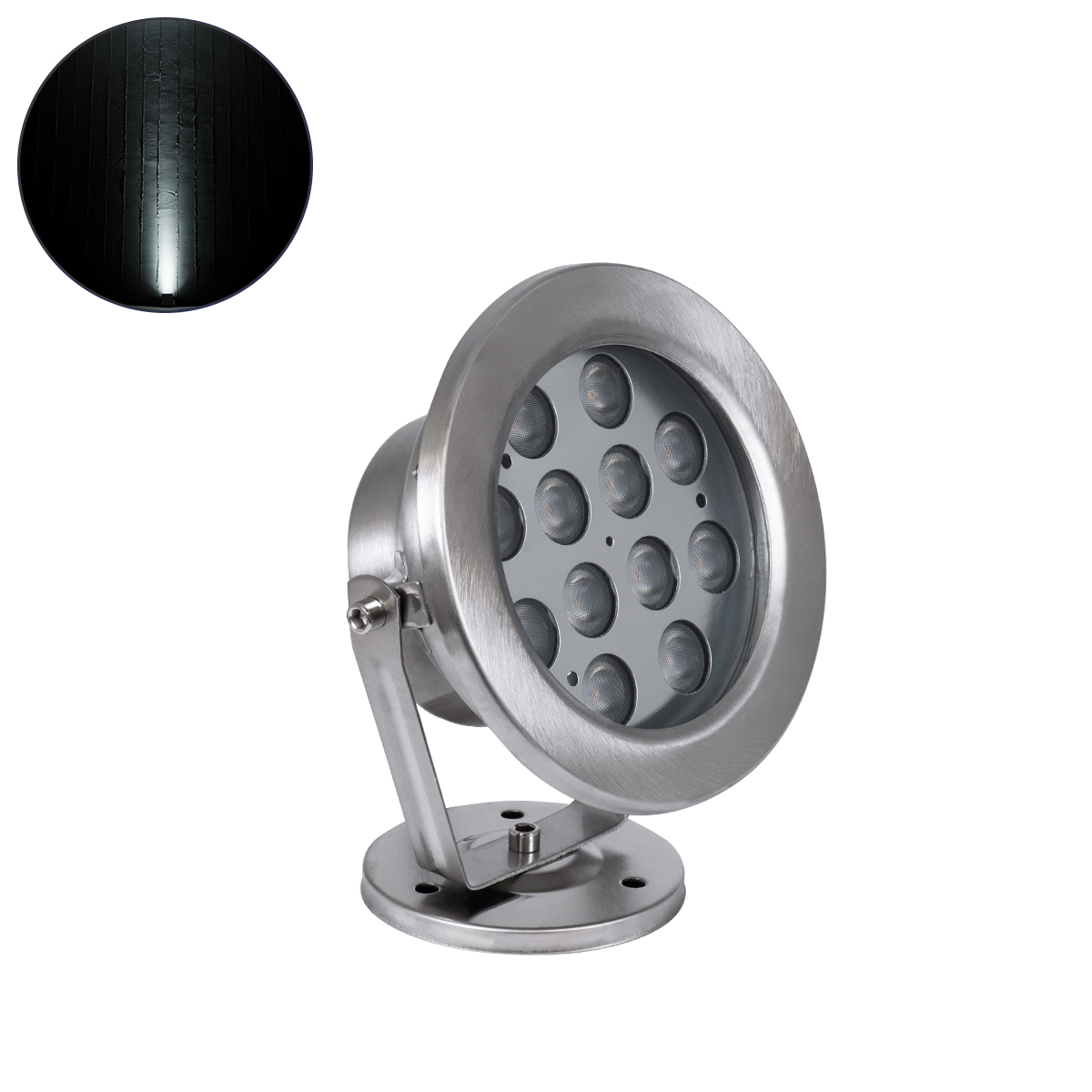 90430 GloboStar® GLOBOSTAR® UNDERWATER-DENIS 90430 Υποβρύχιος Προβολέας Σποτ για Σιντριβάνια/Πισίνες LED 12W 1200lm 30° DC 24V Αδιάβροχο IP68 Ψυχρό Λευκό 6000K Dimmable - Ανοξείδωτο Ατσάλι 304 - Μ14.5 x Π7 x Υ17cm - 3 Χρόνια Εγγύηση