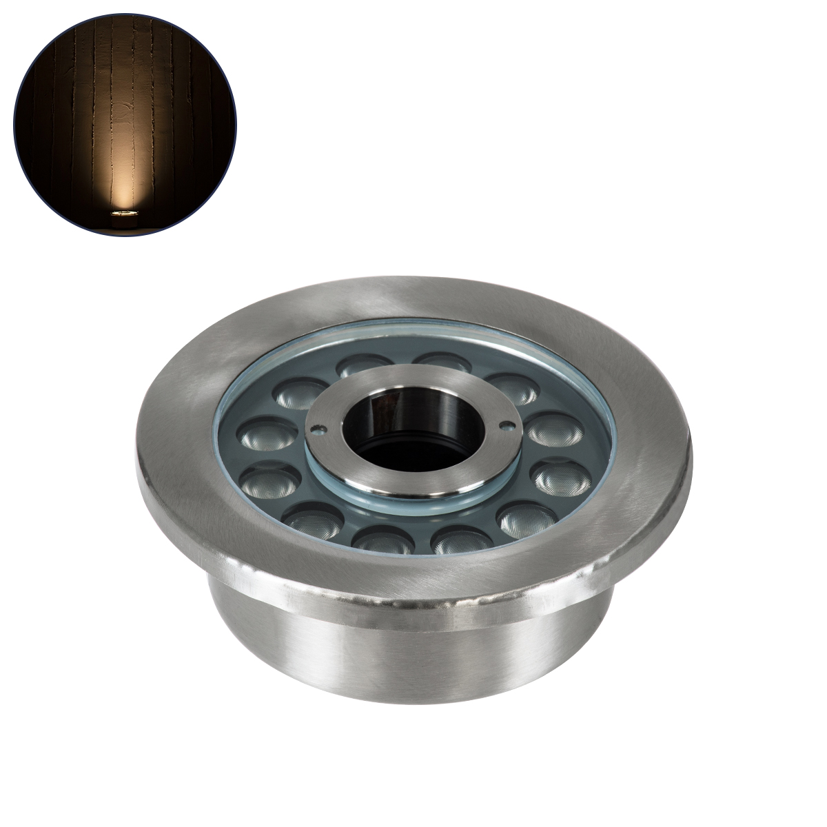 90435 GloboStar®  UNDERWATER-DENIS 90435 Υποβρύχιο Χωνευτό Φωτιστικό Σποτ Ειδικό για Σιντριβάνια - Πισίνες - Τζακούζι LED 9W 810lm 30° DC 24V Αδιάβροχο IP68 Φ16.7 x Υ7.5cm Θερμό Λευκό 2700K - Ανοξείδωτο Ατσάλι SS304 - 3 Years Warranty