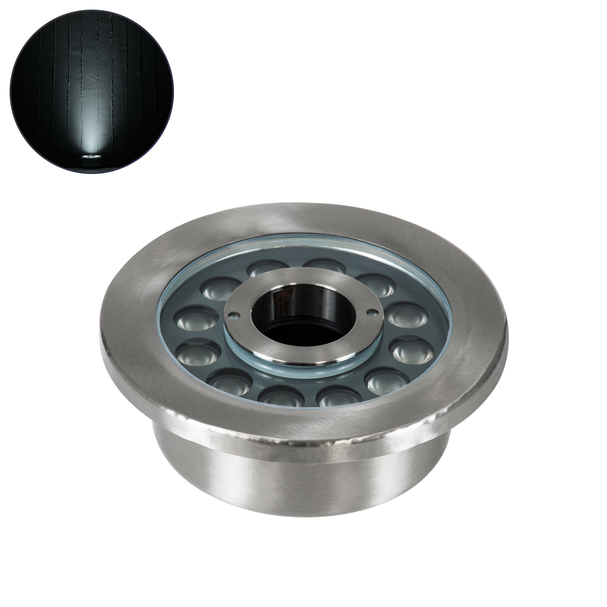 90436 GloboStar®  UNDERWATER-DENIS 90436 Υποβρύχιο Χωνευτό Φωτιστικό Σποτ Ειδικό για Σιντριβάνια - Πισίνες - Τζακούζι LED 9W 900lm 30° DC 24V Αδιάβροχο IP68 Φ16.7 x Υ7.5cm Ψυχρό Λευκό 6000K - Ανοξείδωτο Ατσάλι SS304 - 3 Years Warranty