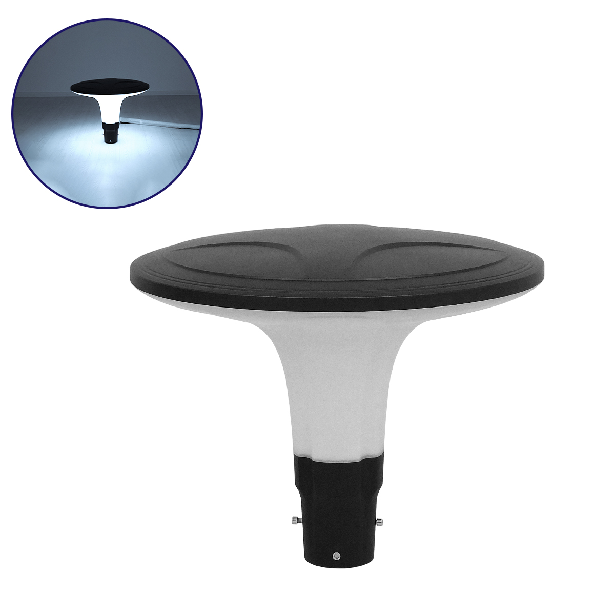 90511 GloboStar® GLOBOSTAR® SQUARE 90511 Φωτιστικό Στύλου/Κολώνας Πλατείας/Πάρκου/Κήπου LED 100W 12000lm 120° AC 220-240V Αδιάβροχο IP65 Ψυχρό Λευκό 6000K – Γκρι Ανθρακί – Φ54 x Υ45cm – 2 Χρόνια Εγγύηση