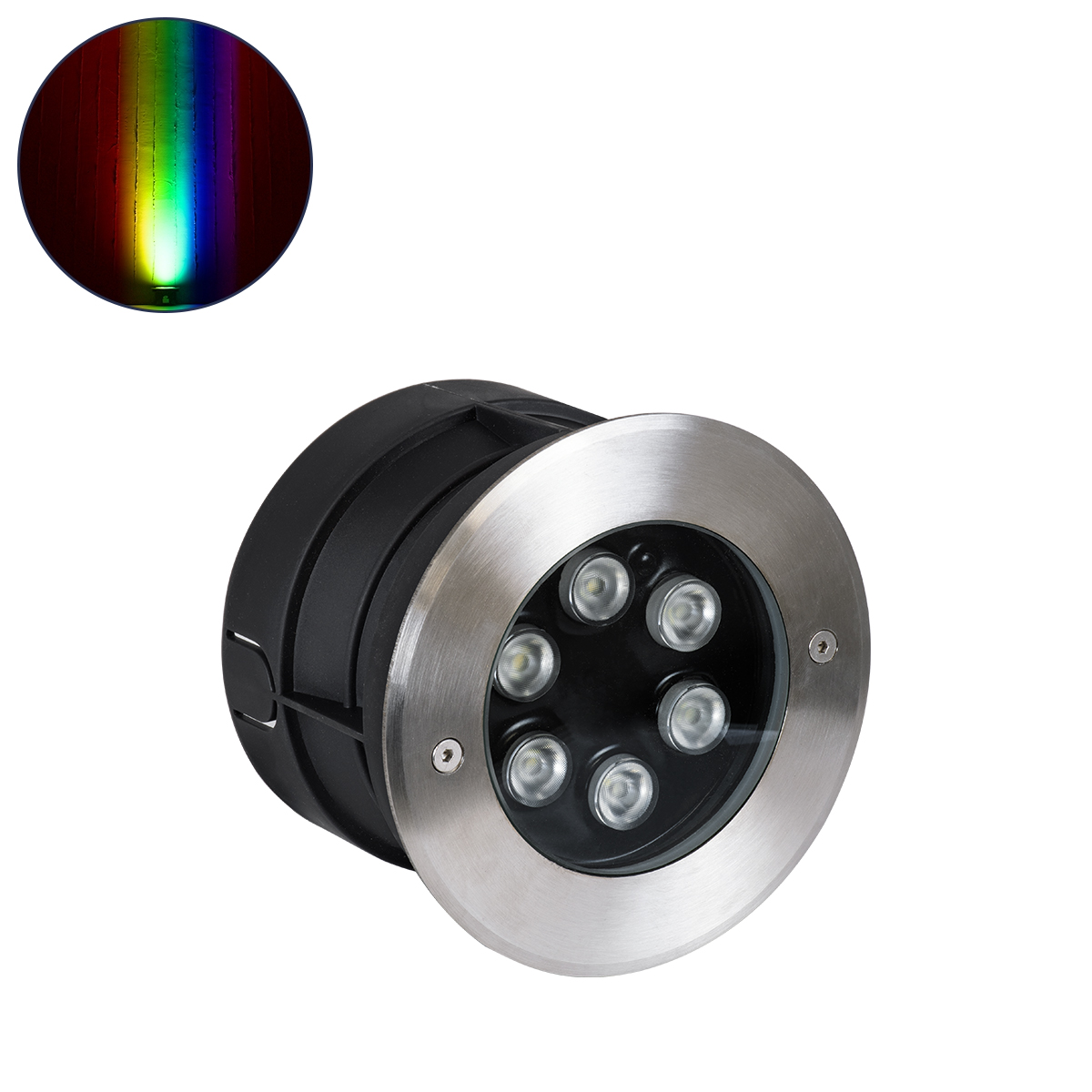 90567 GloboStar®  UNDERWATER-JULIA 90567 Υποβρύχιο Χωνευτό Φωτιστικό Σποτ Ειδικό για Σιντριβάνια LED 6W 510lm 15° DC 24V Αδιάβροχο IP68 Φ15 x Υ10.2cm RGBW DMX512 - Ανοξείδωτο Ατσάλι - 3 Years Warranty