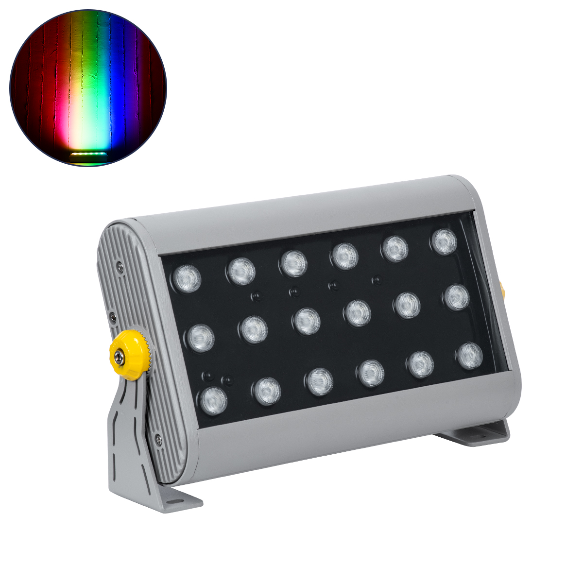 90642 GloboStar® GLOBOSTAR® FLOODHENA 90642 Προβολέας Σποτ Wall Washer LED 36W 2880lm 30° DC 24V Αδιάβροχο IP65 Πολύχρωμο RGB Dimmable DMX512 - Bridgelux SMD Chip - Γκρι Ανθρακί - Μ30 x Π6 x Υ17cm - 3 Χρόνια Εγγύηση