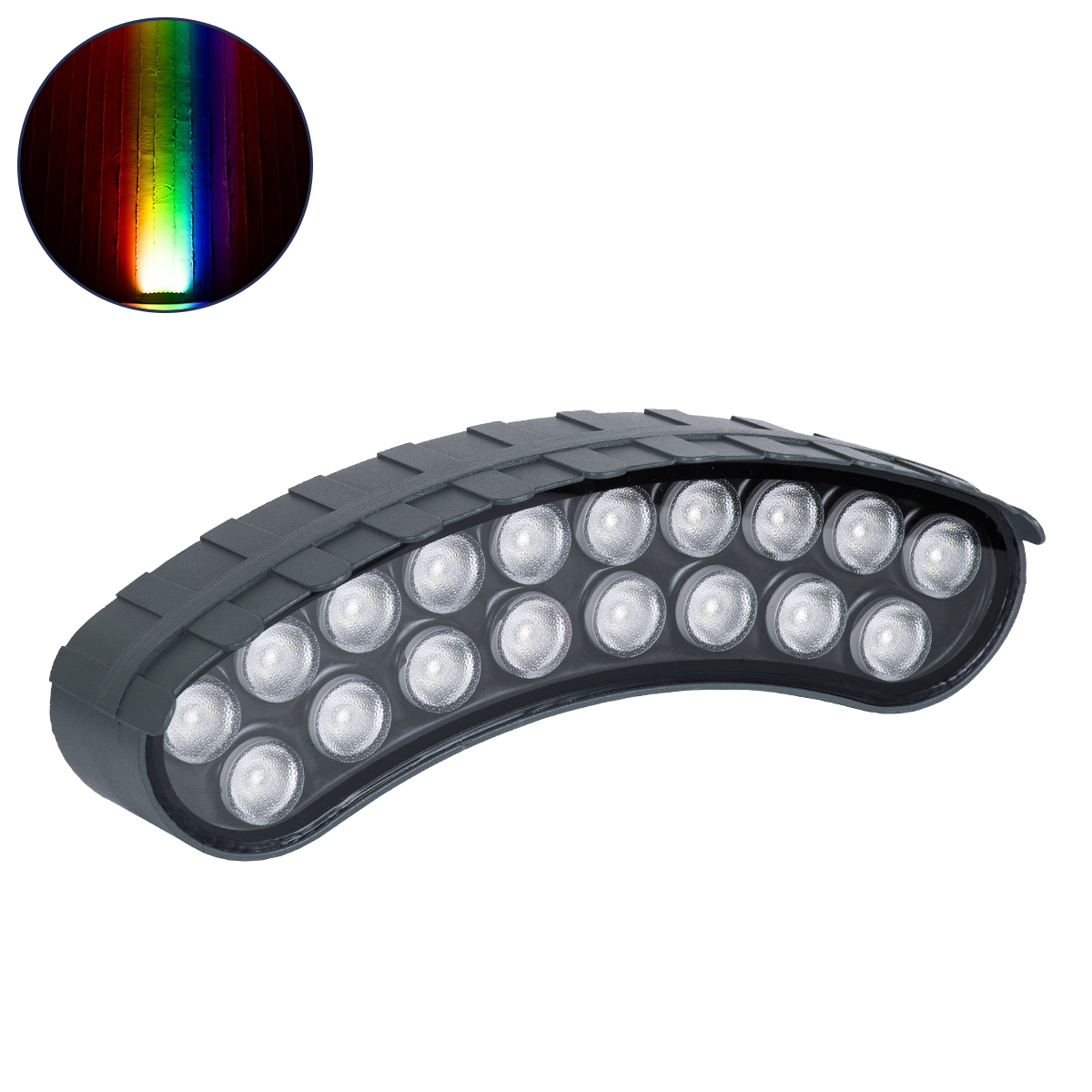 90686 GloboStar®  TREELIGHT-KINA 90686 Κυρτή Μπάρα Φωτισμού Wall Washer με Αντιθαμβωτική Γρίλια Ειδική για Φυτά - Δέντρα LED 18W 1530lm 15° DC 24V Αδιάβροχο IP67 L24.5 x W7 x H8cm RGBW DMX512 - Γκρι Ανθρακί - 3 Years Warranty