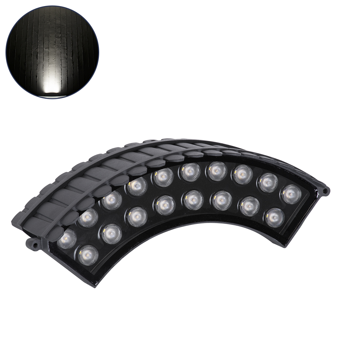 90694 GloboStar®  TREELIGHT-JINA 90694 Κυρτή Μπάρα Φωτισμού Wall Washer με Αντιθαμβωτική Γρίλια Ειδική για Φυτά - Δέντρα LED 18W 1710lm 10° DC 24V Αδιάβροχο IP67 L29 x W11 x H10.5cm Φυσικό Λευκό 4500K - Γκρι Ανθρακί - 3 Years Warranty