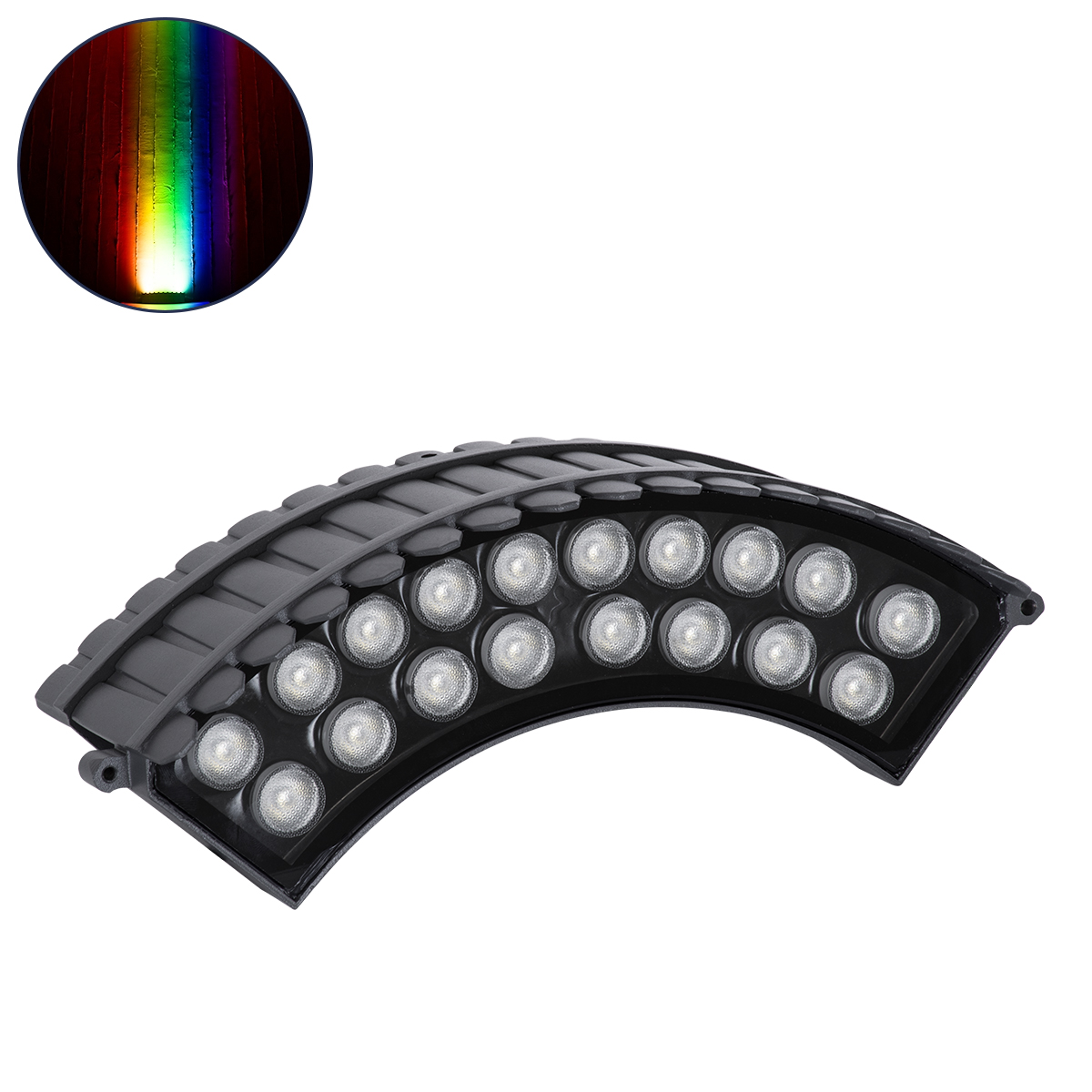 90695 GloboStar®  TREELIGHT-JINA 90695 Κυρτή Μπάρα Φωτισμού Wall Washer με Αντιθαμβωτική Γρίλια Ειδική για Φυτά - Δέντρα LED 18W 1530lm 10° DC 24V Αδιάβροχο IP67 L29 x W11 x H10.5cm RGBW DMX512 - Γκρι Ανθρακί - 3 Years Warranty