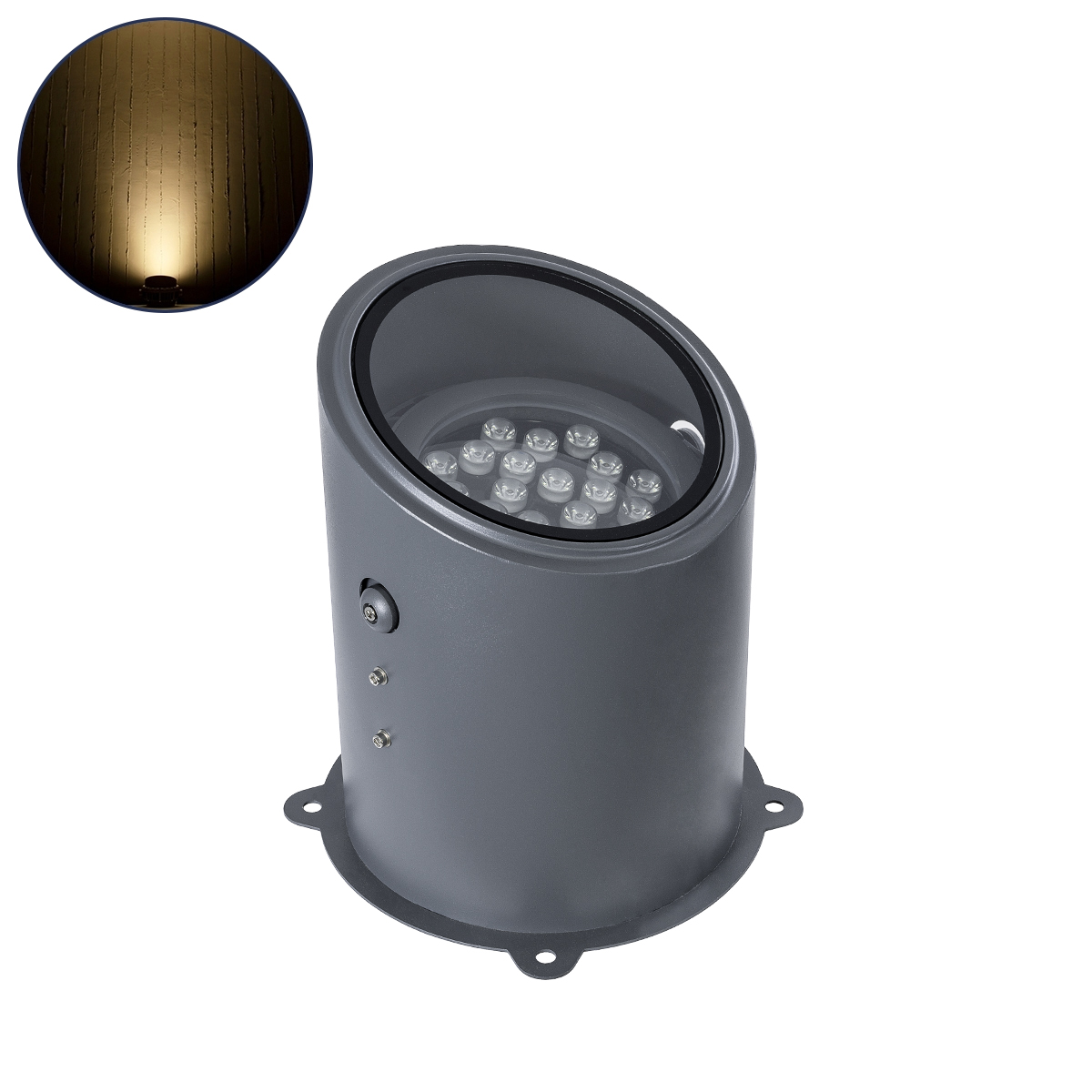 90737 GloboStar®  FLOOD-MILO 90737 Κινούμενος Προβολέας – Σποτ Φωτισμού Wall Washer για Φωτισμό Κτιρίων LED 24W 2160lm 10° AC 220-240V Αδιάβροχο IP67 Φ22 x Υ30cm Θερμό Λευκό 2700K – Γκρι Ανθρακί – 3 Χρόνια Εγγύηση