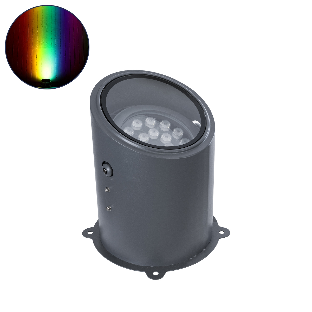90739 GloboStar®  FLOOD-MILO 90739 Κινούμενος Προβολέας – Σποτ Φωτισμού Wall Washer για Φωτισμό Κτιρίων LED 24W 2040lm 10° DC 24V Αδιάβροχο IP67 Φ22 x Υ30cm RGBW DMX512 – Γκρι Ανθρακί – 3 Χρόνια Εγγύηση