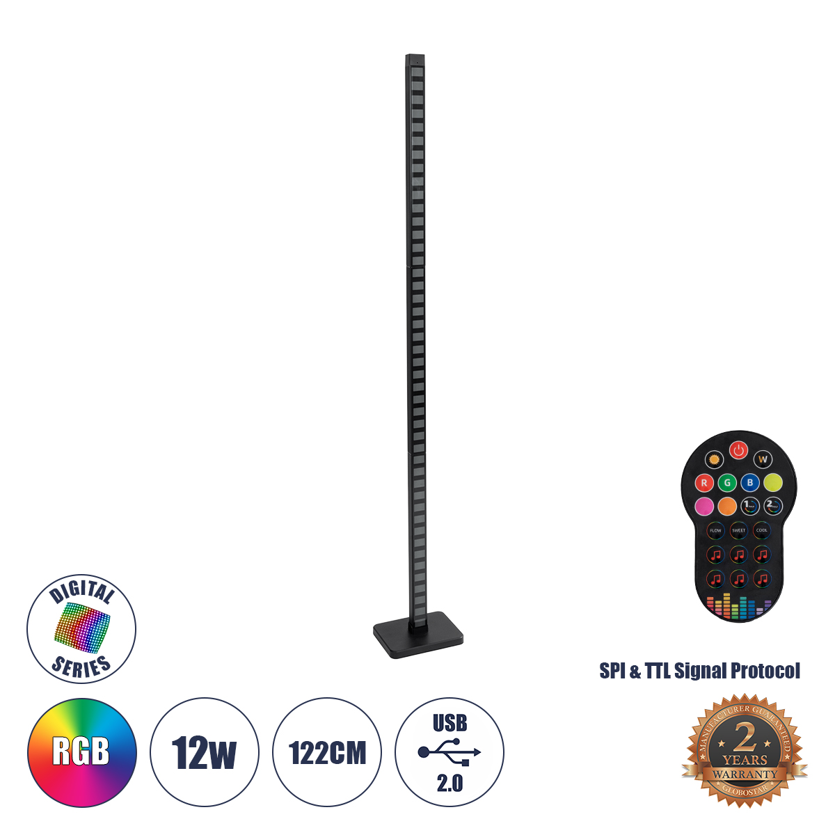 90762 GloboStar® GLOBOSTAR® DIGICOLUMN 90762 Μοντέρνο Επιδαπέδιο Γραμμικό Ψηφιακό Φωτιστικό Digital Pixel Symphony Bar με RF Ασύρματο Χειριστήριο LED 12W 960lm 90° DC 5V με USB 2.0 IP20 Πολύχρωμο RGB Dimmable – Μαύρο – Μ3.4 x Π2.5 x Υ122cm – 2 Χρόνια Εγγύ 90762 GloboStar® GLOBOSTAR® DIGICOLUMN 90762 Μοντέρνο Επιδαπέδιο Γραμμικό Ψηφιακό Φωτιστικό Digital Pixel Symphony Bar με RF Ασύρματο Χειριστήριο LED 12W 960lm 90° DC 5V με USB 2.0 IP20 Πολύχρωμο RGB Dimmable – Μαύρο – Μ3.4 x Π2.5 x Υ122cm – 2 Χρόνια Εγγύ
