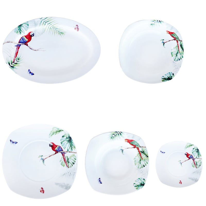 Artekko Stra σερβίτσιο Φαγητού Σετ/20 Τετράγωνο Σχέδιο Παπαγάλοι (6x10x9)cm Artekko 910-1113