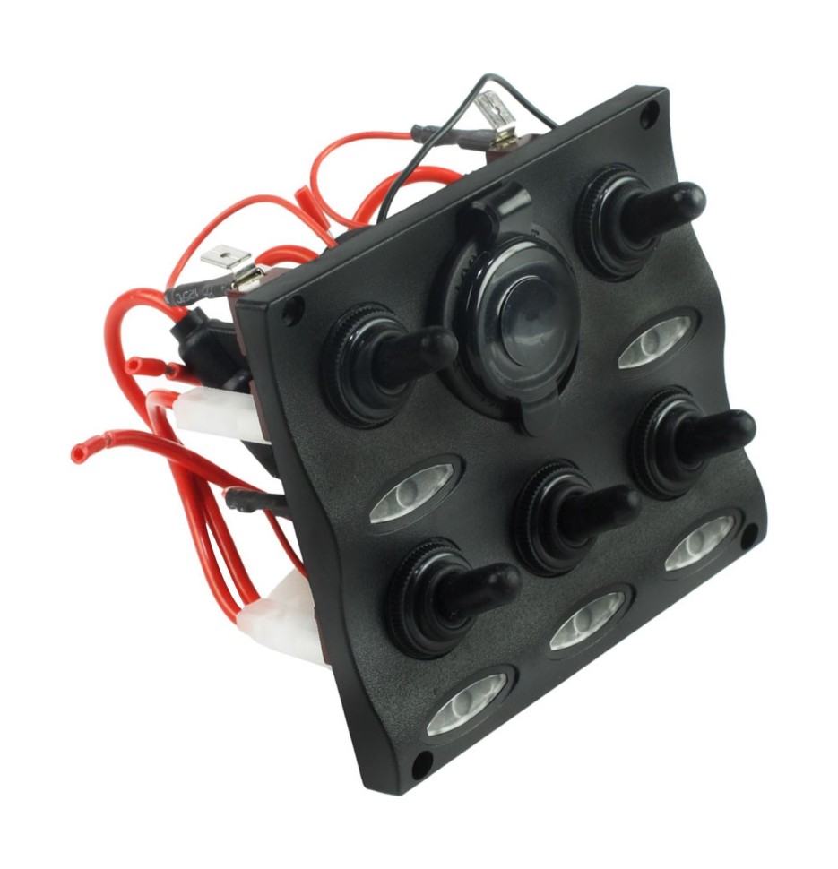 Ηλεκτρικός Πίνακας LED 5 Διακοπτών με φις αναπτήρα 12V FOUR-24642