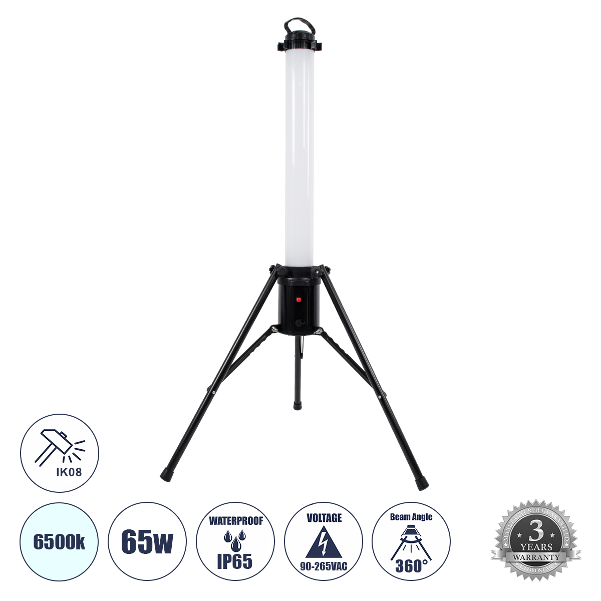 99051 GloboStar® 99051 WORKING LIGHT LED Επαγγελματικό Φωτιστικό Εργασίας – Δυνατότητα Τοποθέτησης με Τρίποδο ή Κρεμαστό – 65W 6000lm 360° AC 220-240V IP65 με Αντοχή Κρούσης IK08 Φ70 x Υ130cm Ψυχρό Λευκό 6500K – 3 Years Warranty 99051 GloboStar® 99051 WORKING LIGHT LED Επαγγελματικό Φωτιστικό Εργασίας – Δυνατότητα Τοποθέτησης με Τρίποδο ή Κρεμαστό – 65W 6000lm 360° AC 220-240V IP65 με Αντοχή Κρούσης IK08 Φ70 x Υ130cm Ψυχρό Λευκό 6500K – 3 Years Warranty