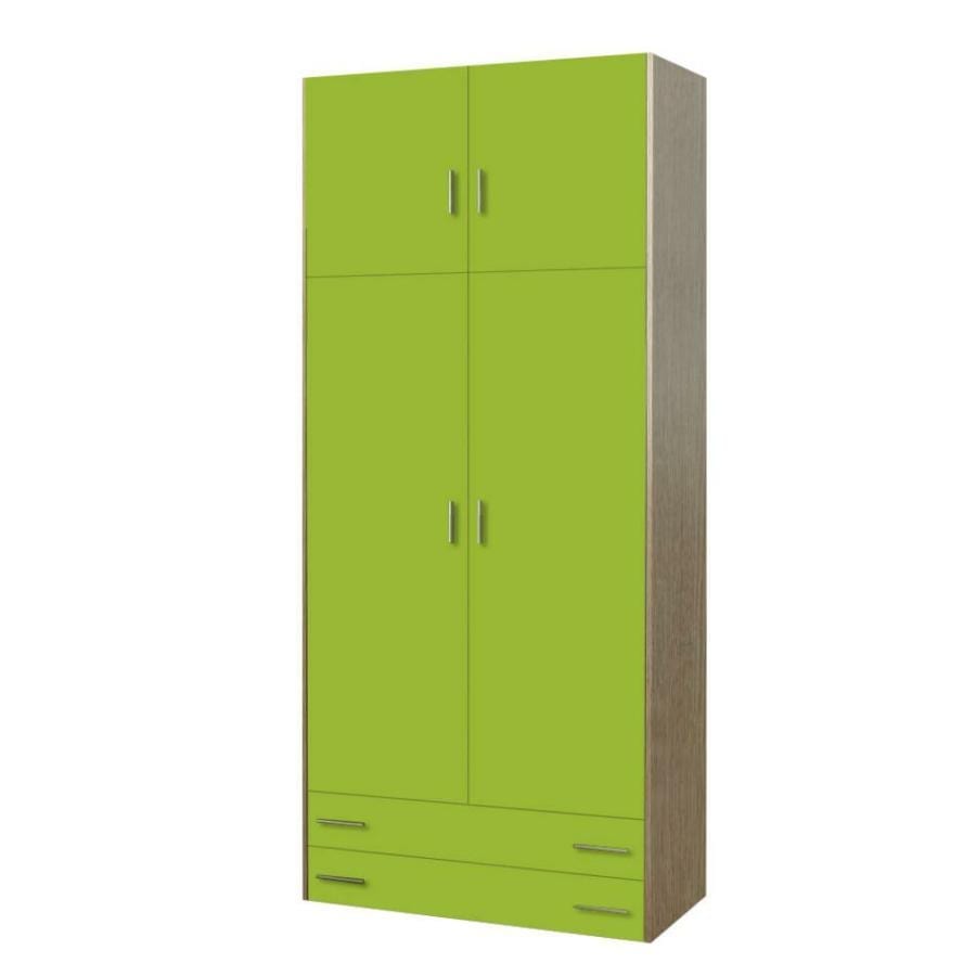 SARFURNITURE Παιδική ντουλάπα δίφυλλη με πατάρι λαχανί SAR-112021