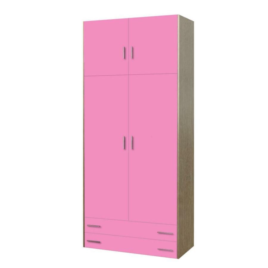 SARFURNITURE Παιδική ντουλάπα δίφυλλη με πατάρι ροζ SAR-112011