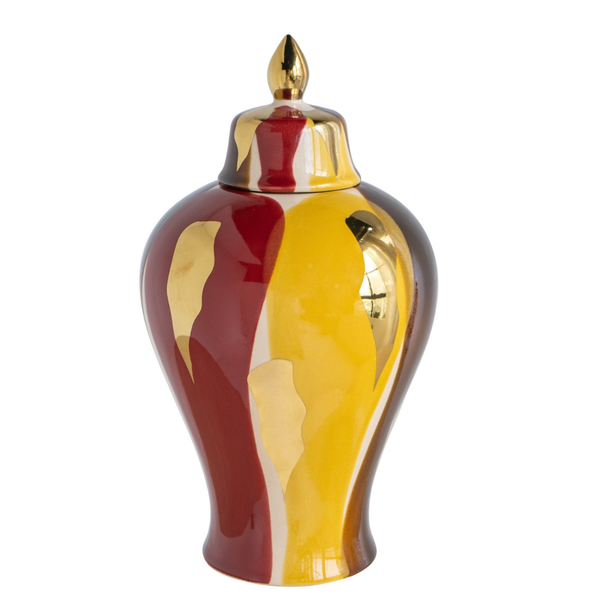 Artekko Ekko Πολύχρωμο Κεραμικό Διακοσμητικό Βάζο με Καπάκι (19.5x19.5x35)cm Artekko A61211