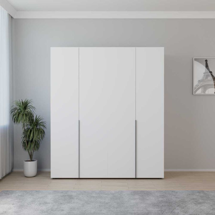 Ντουλάπα Oryana τετράφυλλη Λευκή 180x210x62cm