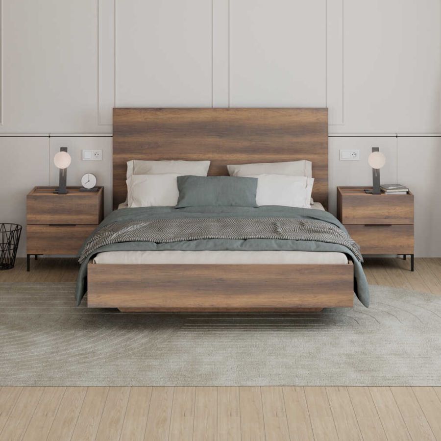 Σετ Κρεβατοκάμαρας Oryana Καρυδιά για στρώμα 160x200cm