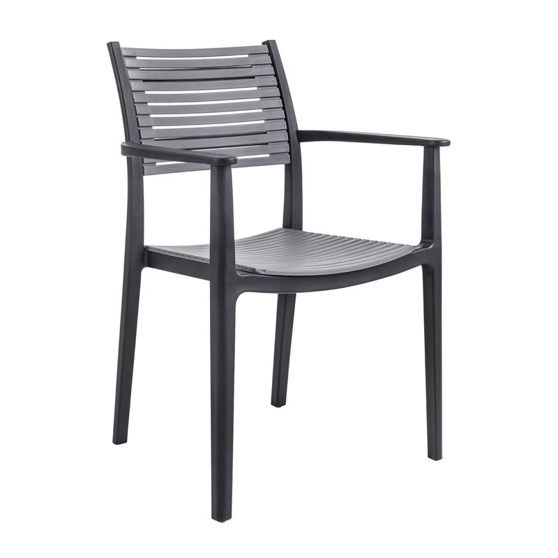 WOODWELL Ε350,31AKRON Πολυθρόνα PP-UV Μαύρο – Γκρι 60x55x85cm Ε350,31