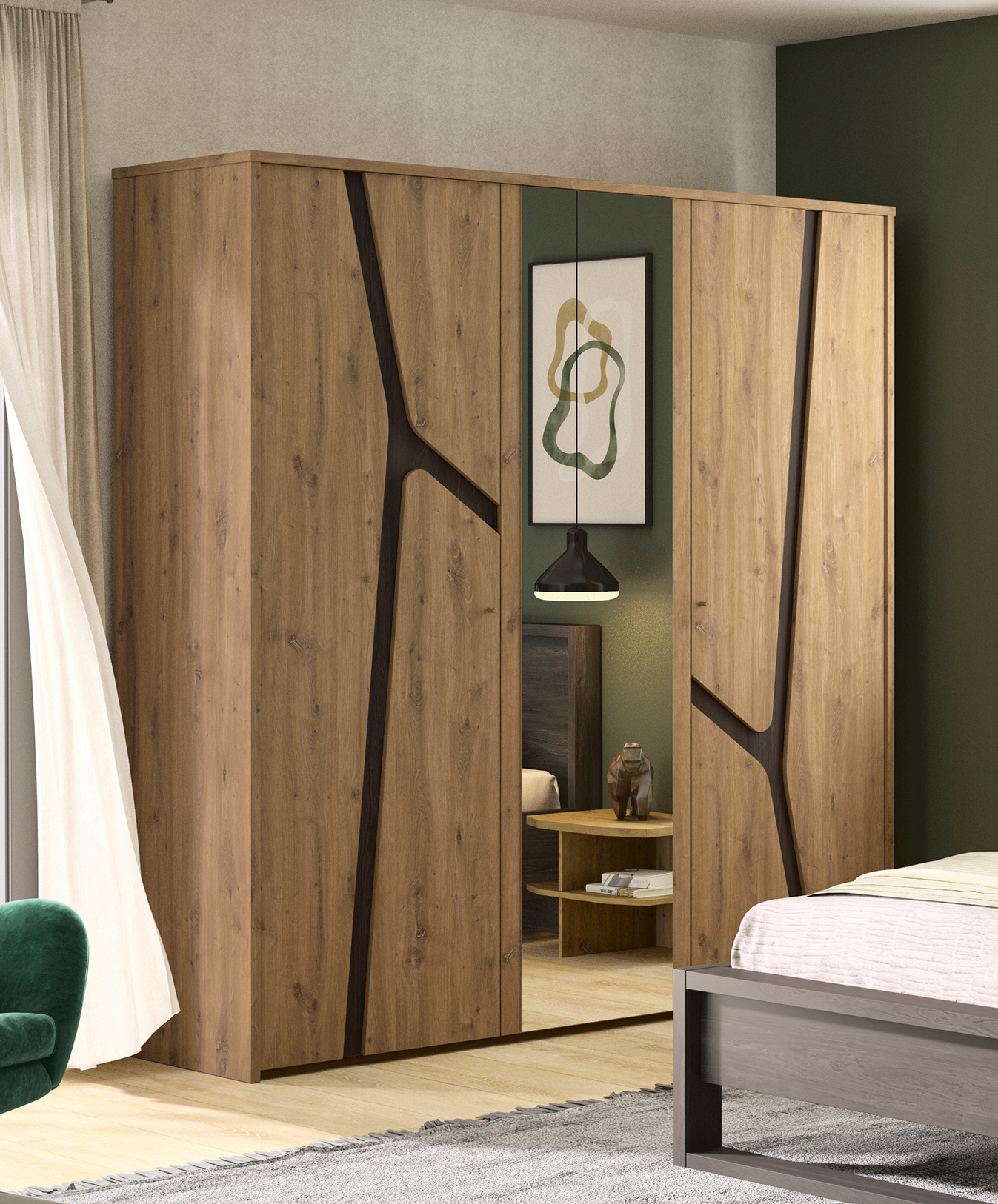 Insi Alana ντουλάπα με 3 πόρτες 200x60x210εκ. Artisan Oak / Black thread 0181.GM99 Insi Alana ντουλάπα με 3 πόρτες 200x60x210εκ. Artisan Oak / Black thread 0181.GM99