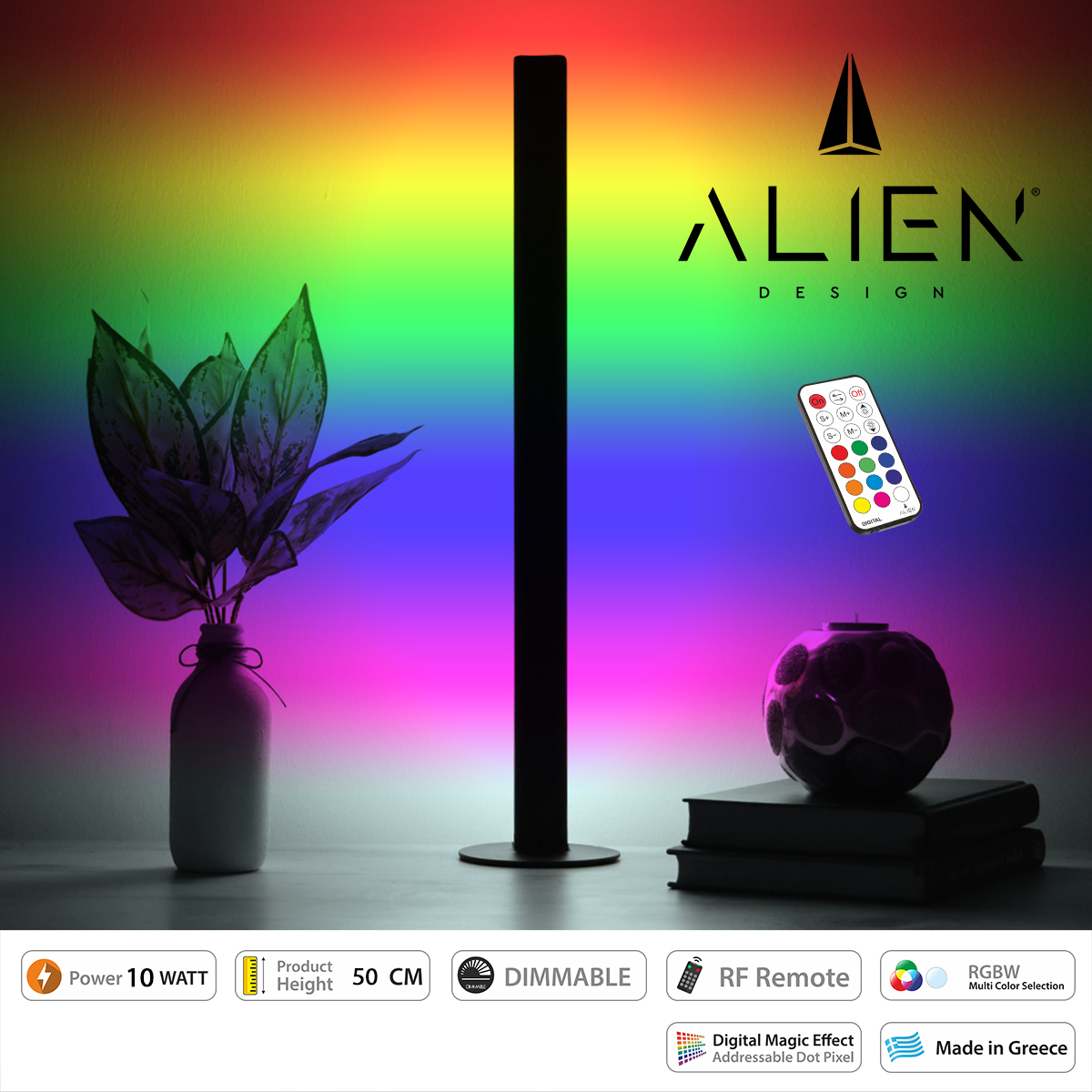 ALIEN-DIVA-BLACK-50-11 GloboStar® ALIEN-DIVA-BLACK-50-11 ALIEN Design DIVA Μοντέρνο Minimal Nordic Μεταλλικό Φωτιστικό Επιτραπέζιο – Πορτατίφ – Λαμπατέρ Μαύρο LED 10W 1500lm με Ασύρματο Χειριστήριο RF & Dimmer IP20 Πολύχρωμο RGBW Ψηφιακή με Τρεχούμενα Εφ ALIEN-DIVA-BLACK-50-11 GloboStar® ALIEN-DIVA-BLACK-50-11 ALIEN Design DIVA Μοντέρνο Minimal Nordic Μεταλλικό Φωτιστικό Επιτραπέζιο – Πορτατίφ – Λαμπατέρ Μαύρο LED 10W 1500lm με Ασύρματο Χειριστήριο RF & Dimmer IP20 Πολύχρωμο RGBW Ψηφιακή με Τρεχούμενα Εφ