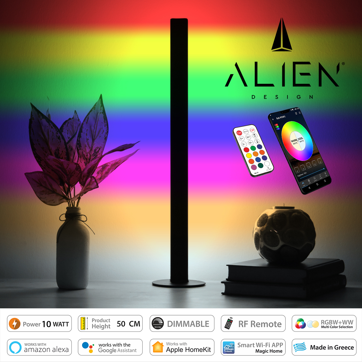 ALIEN-DIVA-BLACK-50-12 GloboStar® ALIEN-DIVA-BLACK-50-12 ALIEN Design DIVA Μοντέρνο Minimal Nordic Μεταλλικό Φωτιστικό Επιτραπέζιο – Πορτατίφ – Λαμπατέρ Μαύρο LED 10W 1500lm με Ασύρματο Χειριστήριο RF & Dimmer IP20 Πολύχρωμο RGBW + WW Smart Home Wi-Fi Μ3 ALIEN-DIVA-BLACK-50-12 GloboStar® ALIEN-DIVA-BLACK-50-12 ALIEN Design DIVA Μοντέρνο Minimal Nordic Μεταλλικό Φωτιστικό Επιτραπέζιο – Πορτατίφ – Λαμπατέρ Μαύρο LED 10W 1500lm με Ασύρματο Χειριστήριο RF & Dimmer IP20 Πολύχρωμο RGBW + WW Smart Home Wi-Fi Μ3