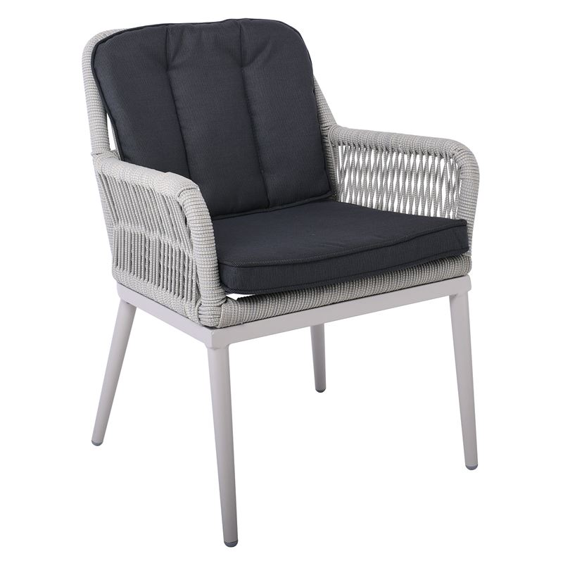 WOODWELL Ε6842,1ALLEY Πολυθρόνα Τραπεζαρίας Κήπου ALU, Rope Grey 6mm, Μαξιλάρια Ανθρακί 62x64x85cm Ε6842,1 WOODWELL Ε6842,1ALLEY Πολυθρόνα Τραπεζαρίας Κήπου ALU, Rope Grey 6mm, Μαξιλάρια Ανθρακί 62x64x85cm Ε6842,1
