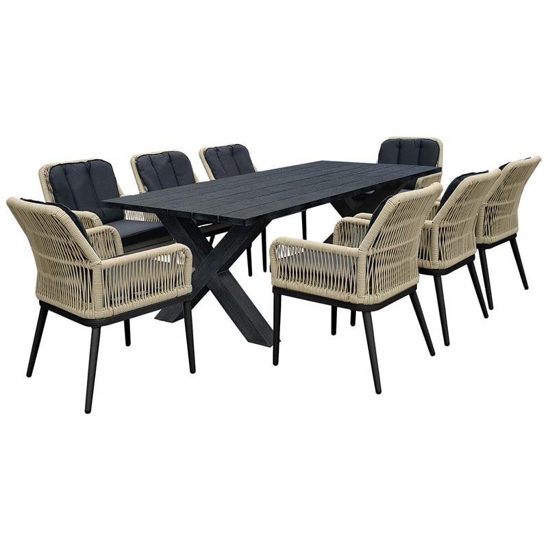 WOODWELL Ε68421ALLEY Set Τραπεζαρία ALU Ανθρακί-Rope Φυσικό: Τραπέζι 220×94 + 8 Πολυθρόνες με Μαξιλ Τραπ:220x94x72 Πολ:62x64x85cm Ε68421 WOODWELL Ε68421ALLEY Set Τραπεζαρία ALU Ανθρακί-Rope Φυσικό: Τραπέζι 220×94 + 8 Πολυθρόνες με Μαξιλ Τραπ:220x94x72 Πολ:62x64x85cm Ε68421