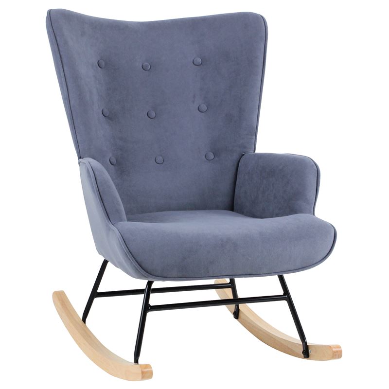 WOODWELL Ε7143,5ALMA Rocking Πολυθρόνα Μπερζέρα Καθιστικού, Ύφασμα Velure Μπλε, Βάση Μαύρο-Φυσικό 67x86x92cm Ε7143,5 WOODWELL Ε7143,5ALMA Rocking Πολυθρόνα Μπερζέρα Καθιστικού, Ύφασμα Velure Μπλε, Βάση Μαύρο-Φυσικό 67x86x92cm Ε7143,5