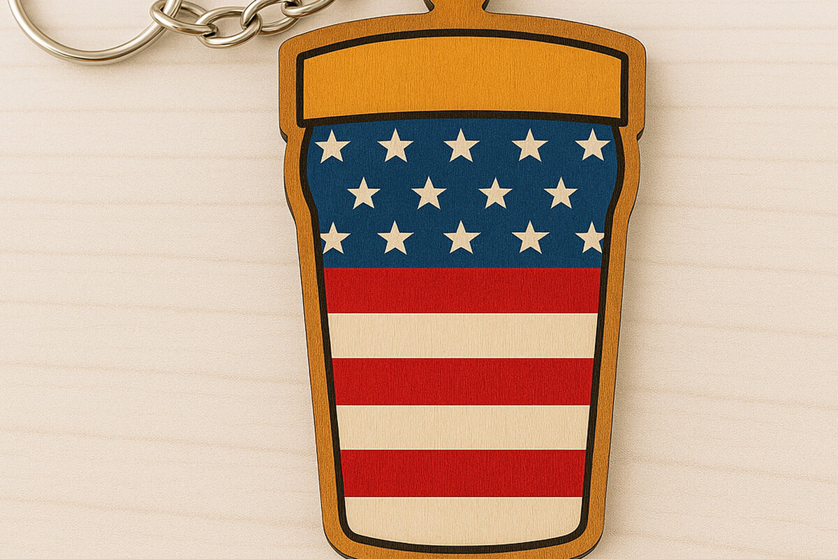 Σετ των 3 Intra απο ξύλο plywood 3mm-4mm πάχος Μπρελόκ American Beer Pint Δίασταση 6x6 cm INTRAFABR-122736892