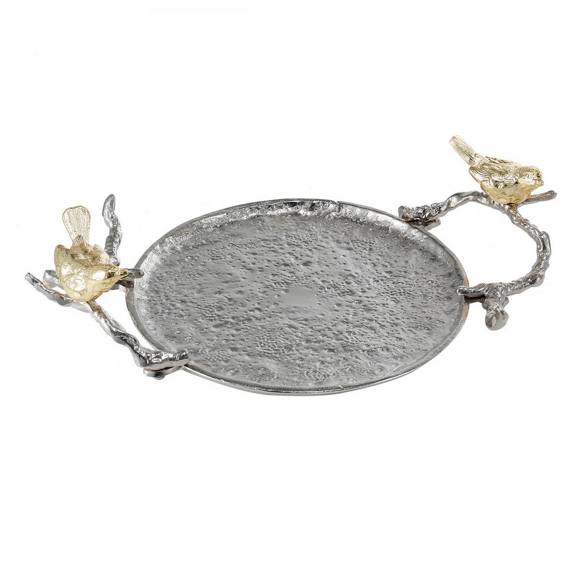 Artekko Branch Ασημί Μεταλλικός Διακοσμητικός Δίσκος με Χρυσές Λεπτομέρειες (35.6x24.1x11.4)cm Artekko AV42852