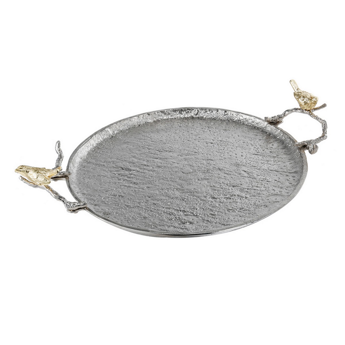 Artekko Branch Ασημί Μεταλλικός Διακοσμητικός Δίσκος με Χρυσές Λεπτομέρειες (53.3x43.2x11.4)cm Artekko AV42854