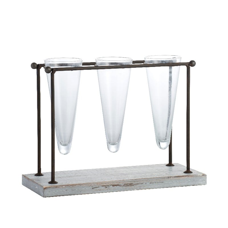 Artekko Ruerrash Γυάλινο Τριπλό Διακοσμητικό Ανθοδοχείο (36x15x27)cm Artekko AV44662