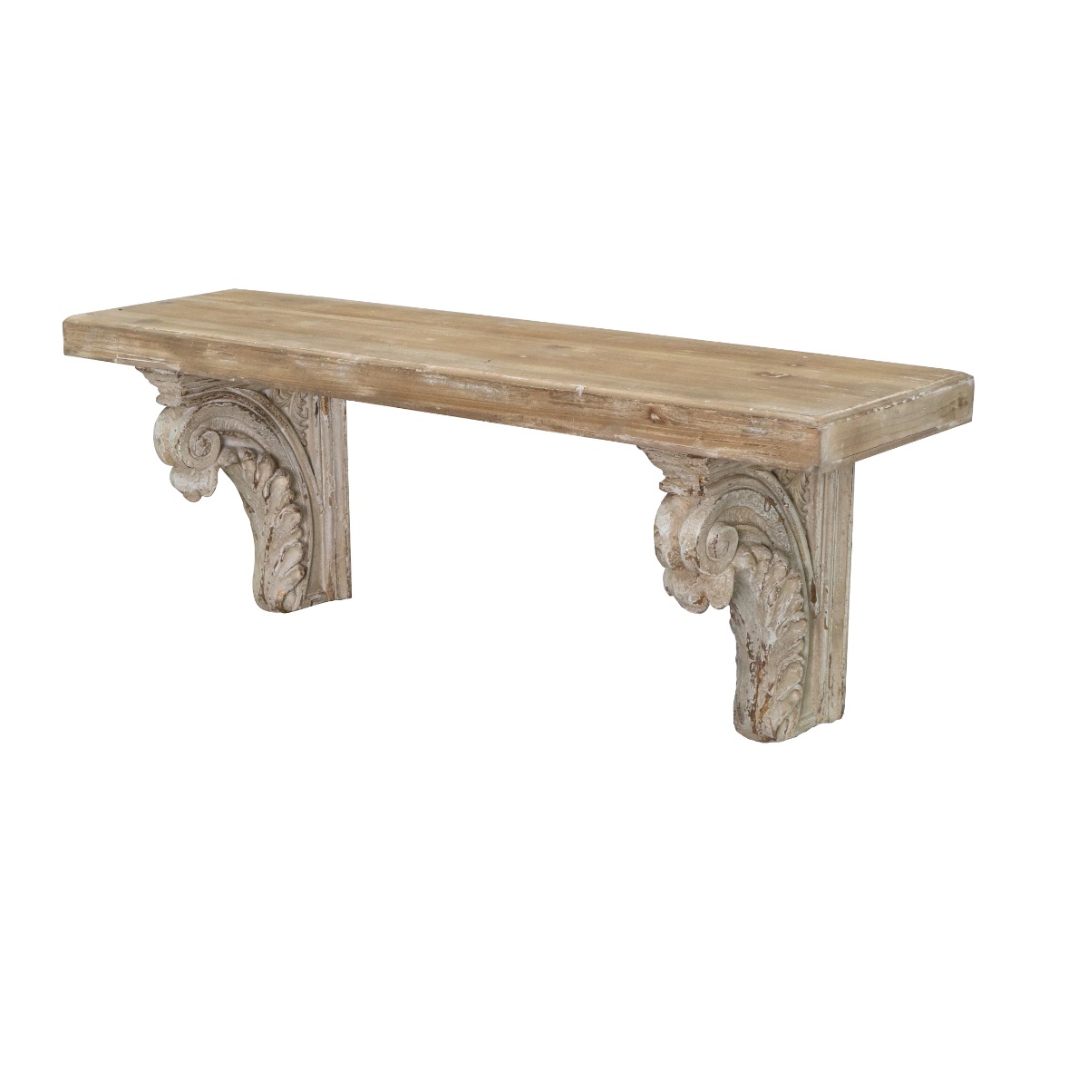 Artekko Alcott Ράφι Τοίχου από Μαγνήσιο και Ξύλο Ελάτης σε Λευκή Πατίνα με Φυσική Απόχρωση (110x29x40)cm Artekko B4412