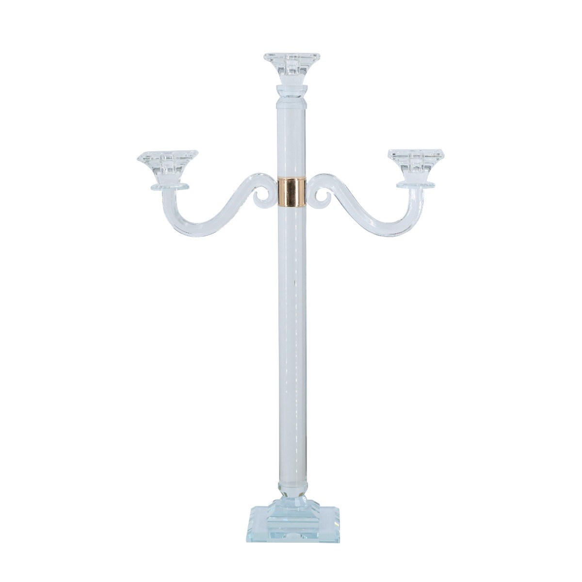 Artekko Glassy Διάφανο Γυάλινο Κηροπήγιο με Χρυσές Λεπτομέρειες (38.5x12x62)cm Artekko B8603