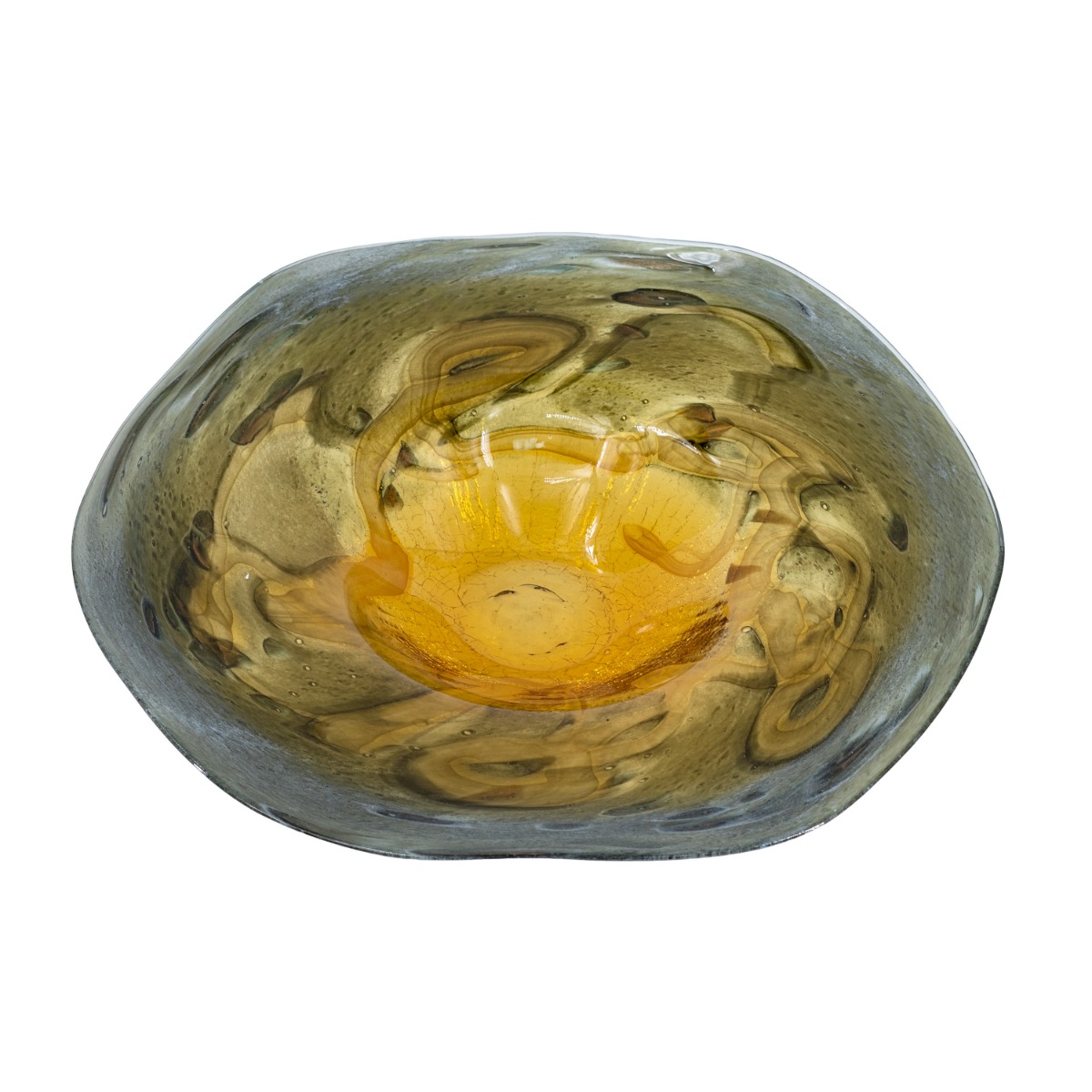 Artekko Sunset Γυάλινη Διακοσμητική Πιατέλα σε Πορτοκαλί και Μαύρη Απόχρωση (36x36x7)cm Artekko B8666