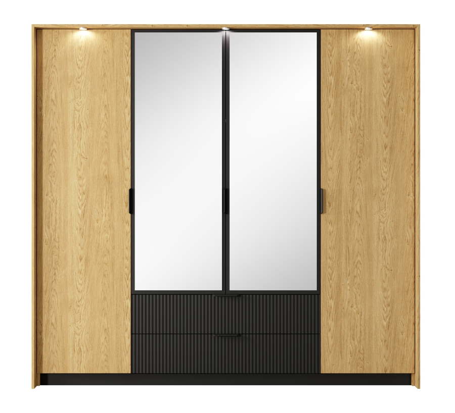 Ντουλάπα Baltic Φυσικό + Ανθρακί με καθρέπτες 223x210x59cm