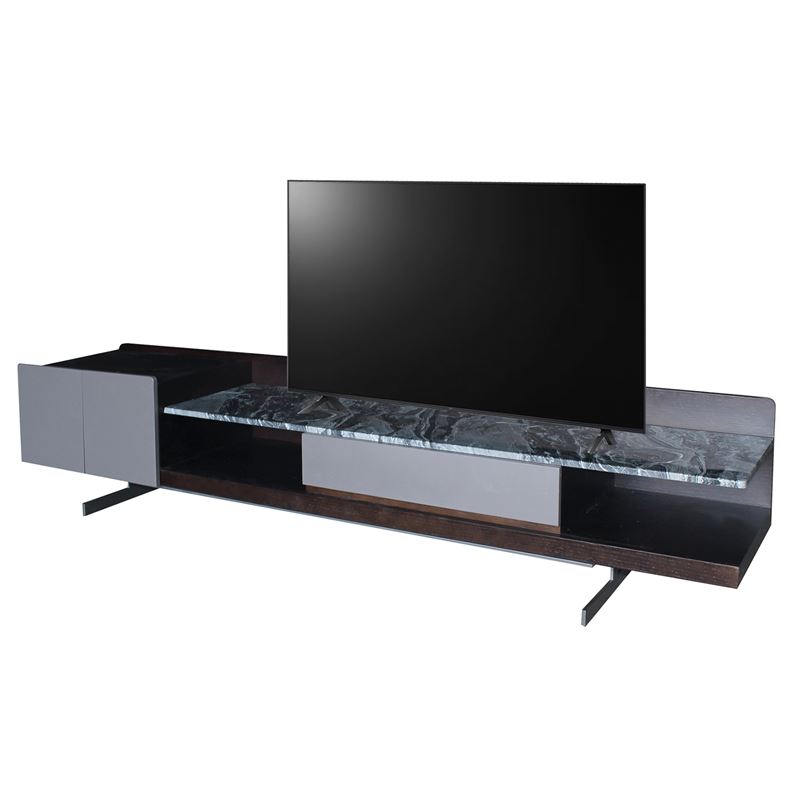 WOODWELL ΕΜ780,1BARRY Έπιπλο TV, Επιφάνειες: Ξύλο Καρυδί+Μάρμαρο Γκρι, Βάση Μέταλλο 220x45x47cm ΕΜ780,1