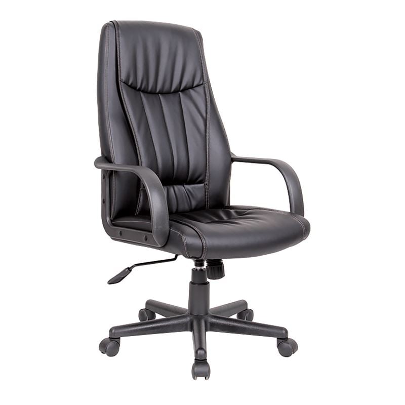 WOODWELL ΕΟ561,1BF1410 Πολυθρόνα Γραφείου Διευθυντή Pu Μαύρο 61x68x106/116cm ΕΟ561,1