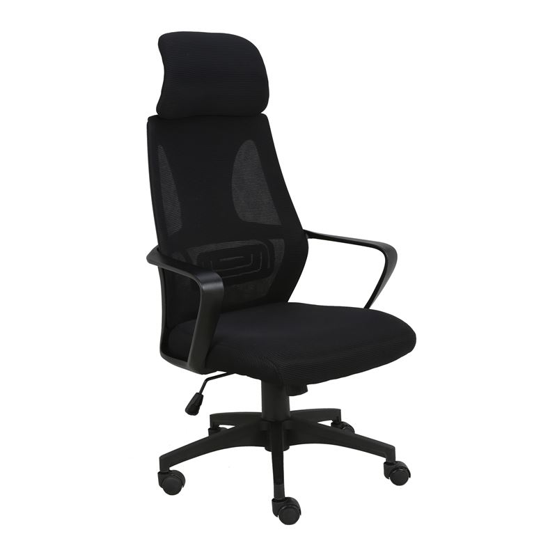 WOODWELL ΕΟ544,1BF2950 Πολυθρόνα Γραφείου Διευθυντή, Mesh Μαύρο 62x62x113/121cm ΕΟ544,1