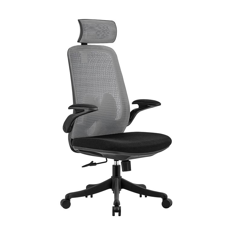 WOODWELL ΕΟ615,2BF3950 Πολυθρόνα Γραφείου Διευθυντή, Mesh Γκρι, Ύφασμα Μαύρο 72x63x113/123cm ΕΟ615,2