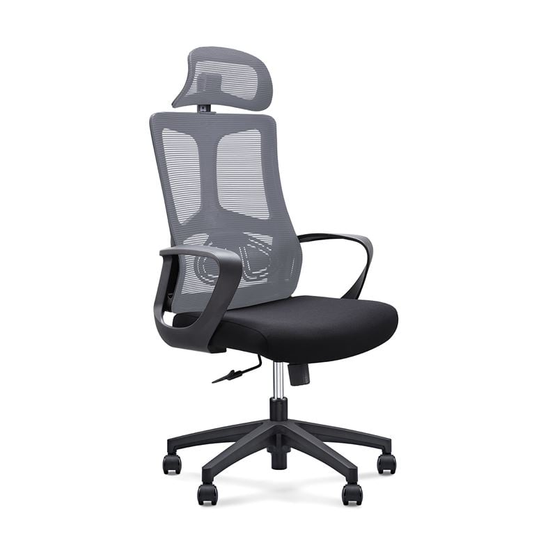 WOODWELL ΕΟ619,2BF8600 Πολυθρόνα Γραφείου Διευθυντή, Mesh Γκρι, Ύφασμα Μαύρο 62x68x114/124cm ΕΟ619,2