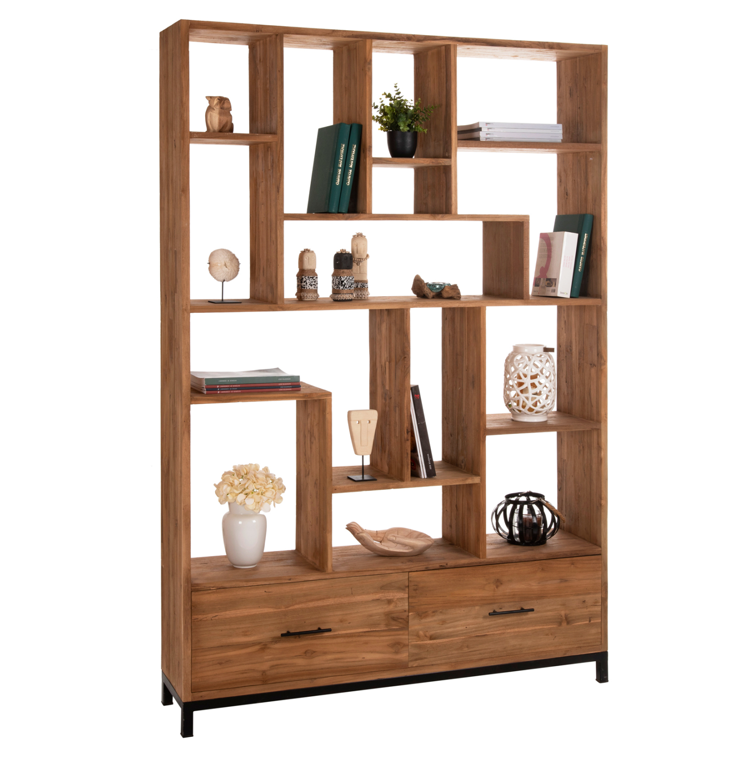 Intrahome ΒΙΒΛΙΟΘΗΚΗ ROMULUS ΑΝΑΚΥΚΛΩΜΕΝΟ ΞΥΛΟ ΤΕΑΚ ΜΕ 2 ΣΥΡΤΑΡΙΑ 140x30x210,5Yεκ. intraho-1646522