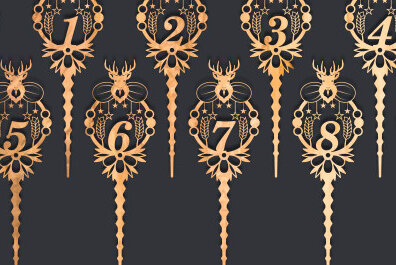 Σετ των 2 Intra απο ξύλο plywood 3mm-4mm πάχος Αριθμός γενεθλίων Cake Topper . Δίασταση 15x15 cm INTRAFABR-72580010