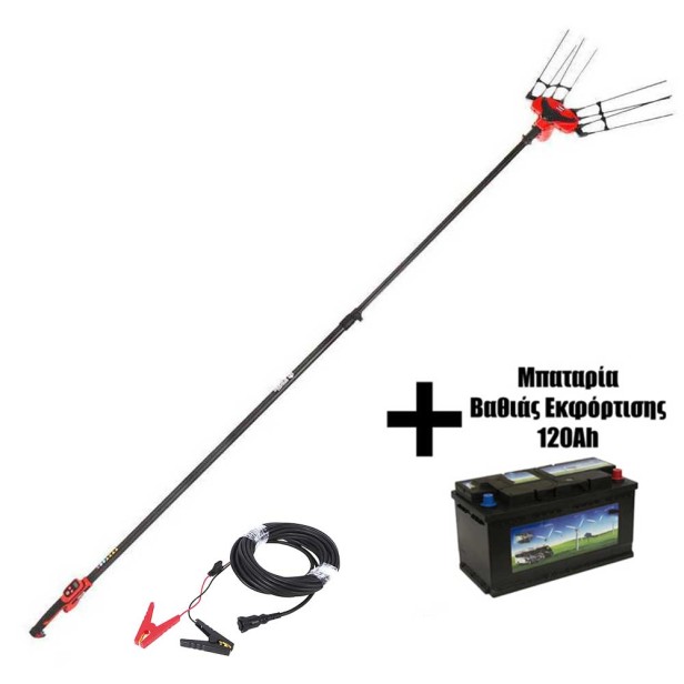 Σετ Ελαιοραβδιστικό Τηλεσκοπικό Blue Bird EGEO 22-50AT 12V Καρμπονικό + Μπαταρια Βαθιάς Εκφόρτισης 120Ah KIDO-
090/651Α